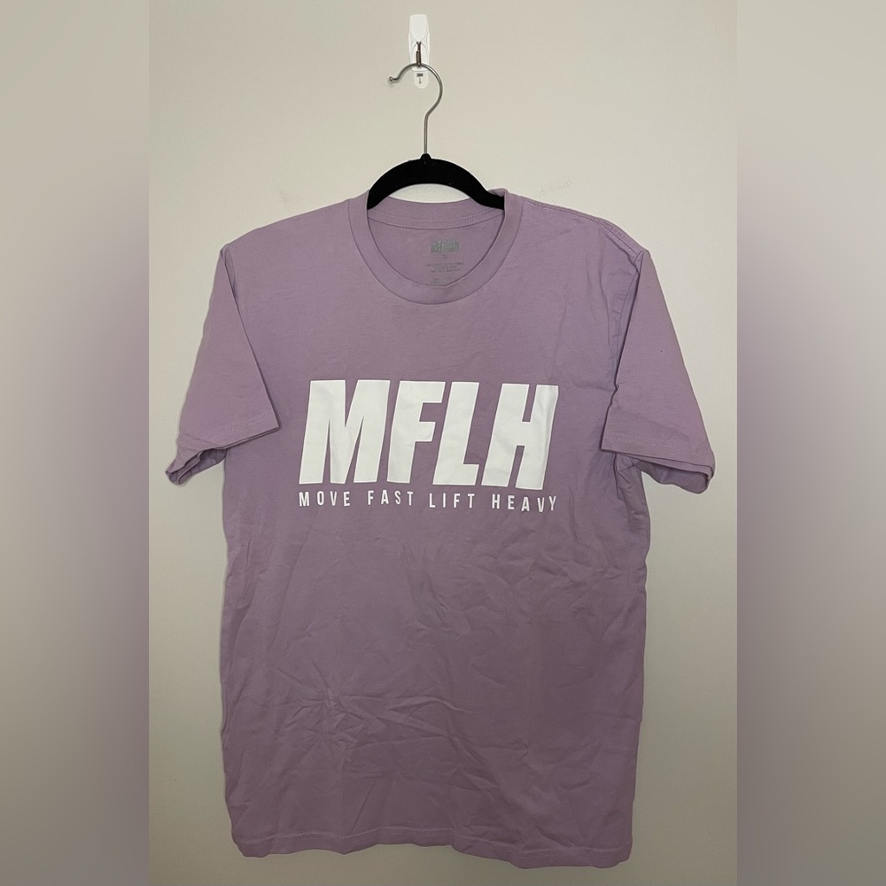 Move Fast Lift Heavy Smiley Face T-Shirt, Purple/White, Size M, NWOT